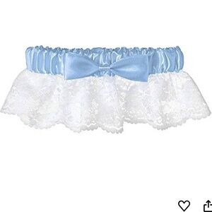 Amscan Women's Lace Bridal Garter Blue and White One Size Fits Most